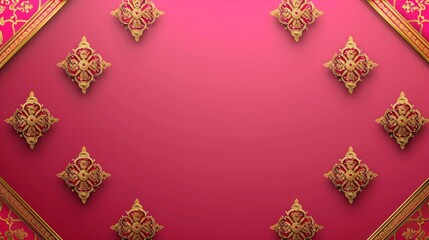 Wall Mural - Pink and Gold Decorative Frame Background