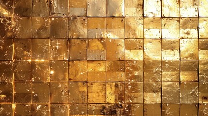 Wall Mural - Golden Metallic Grid Texture Background