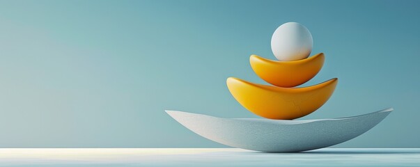 Poster - A sculpture of three yellow balls on top of a white bowl