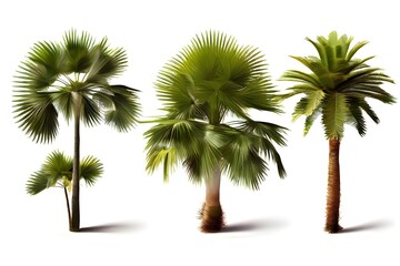 Wall Mural - set of sago palms, ancient and sturdy, isolated on white t background
