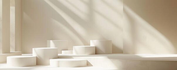 Poster - A white room with a white wall and a white staircase