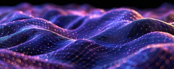 Leinwandbilder - A purple wave with a lot of dots on it