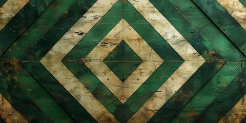 Wall Mural - A flat pattern of green and white lines. The lines have sharp angles against a green background with a white geometric line drawing