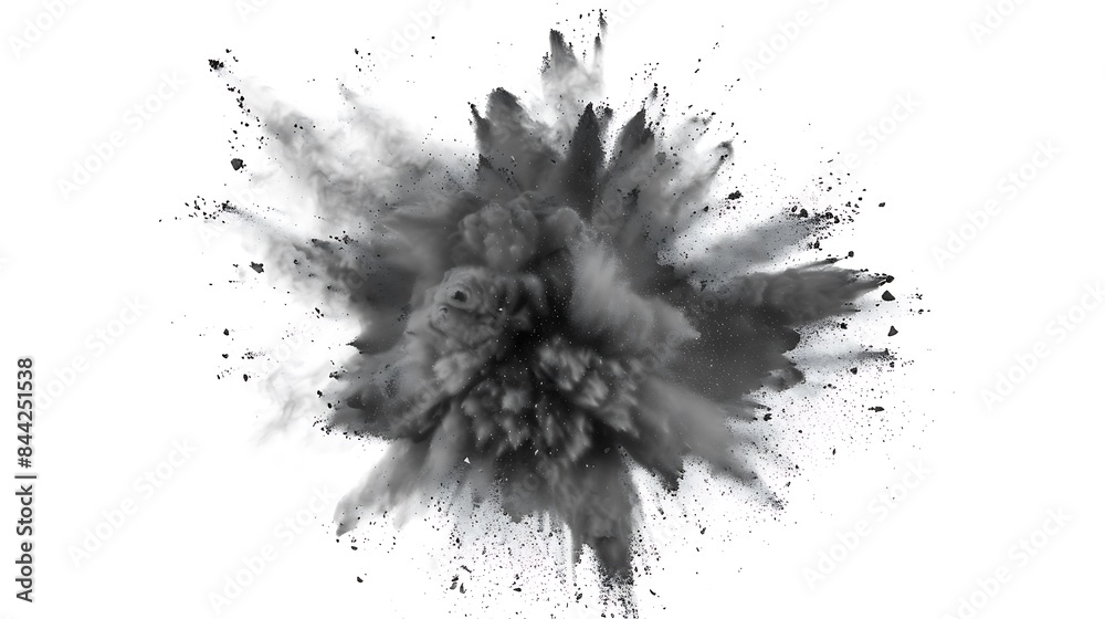 Black or Gray Powder Explosion, Isolated on White Background : Suitable ...