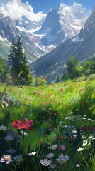 Aufkleber - alpine lake in the mountains
