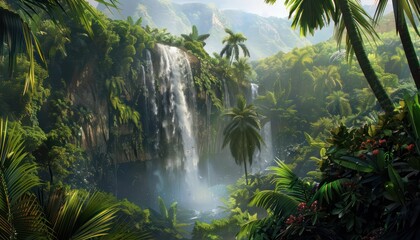 Aufkleber - waterfall in jungle