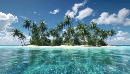 Aufkleber - beach with palm trees