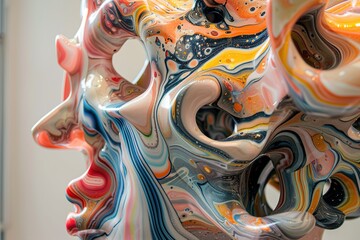 Canvas Print - A detailed shot of a completed sculpture its surface a myriad of colors that seem to dance and move in response to unseen stimuli