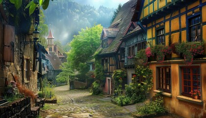 Aufkleber - street in the old town
