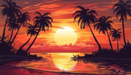 Aufkleber - sunset on the beach