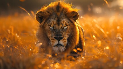 majestic lion roaming the african savannah