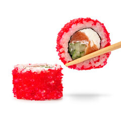 Canvas Print - Asian sushi in red tobika caviar