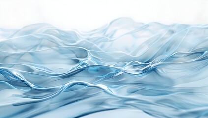 Poster - Blue waves of water against a white background, light blue waves against white, transparent textures with soft and advanced colors, high definition wallpaper in the style of 3D rendering with abstract