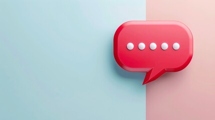 Icon with red and white dialogue bubble. Chat in messaging apps.