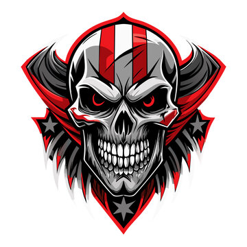 A powerful patriotic skull American flag in grunge-style vector illustration 