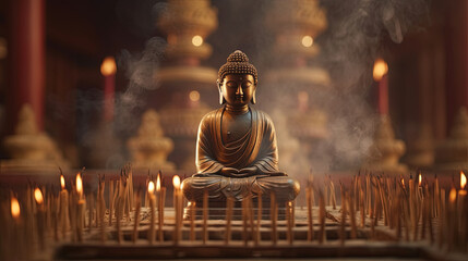 Buddhist temple figure of Buddha
