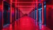 © Khalif - Red neon corridor in the dark. Colorful lights neon abstract background