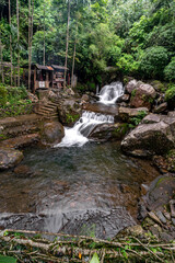 Beautiful Natural Double Decker Living Root Bridge. The legendary double-decker root bridge at Nongriat village near Cherrapunji, in northeast India's Meghalaya State