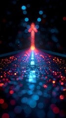 Poster - bokeh lights in vibrant red and blue colors creating a stunning abstract pattern with a futuristic f