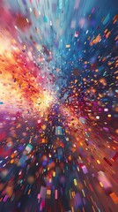 Poster - explore the depths of quantum mechanics through a unique pixel art interpretation visually striking 