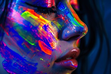 Poster - A textured background adorned with vibrant paint strokes and blue hues creates an artistic feel