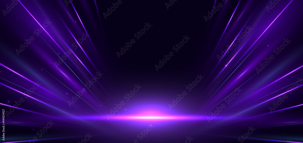 Puple Light Rays Abstract purple light rays on black background with lighting effect and ...