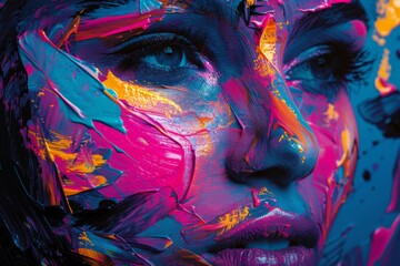 Poster - A simple abstract background with a purple gradient and color splashes