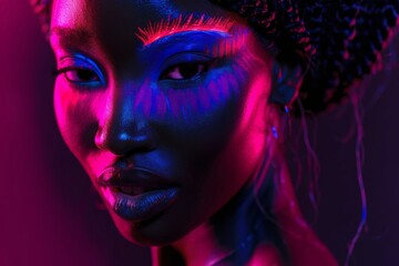 Fototapete - The image showcases a vivid interaction of neon lights creating a dynamic abstract effect