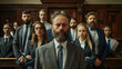 © Aloka - Lawyers team assembled in a court, smiling and looking at the camera for an advertisement shot. Ai generated