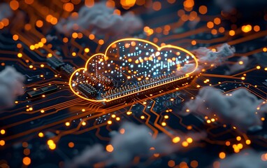 Poster - Electronic circuits and cloud service graphics