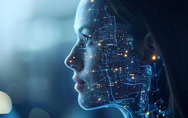 Poster - advanced AI technology and graphics that recognize women's faces