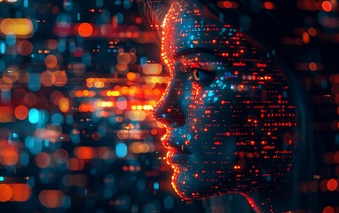 Poster - advanced AI technology and graphics that recognize women's faces