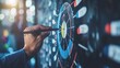 © pinkrabbit - set goals for work. dart aiming at the target center business. goal, aiming marketing target metaphor, Succeed dart board, defines objectives, success investment ideas, winner, Generate by AI