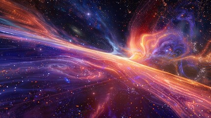 Poster - A mesmerizing image of pulsating energy fibers stretching across a vast expanse of space bridging the gap between distant worlds