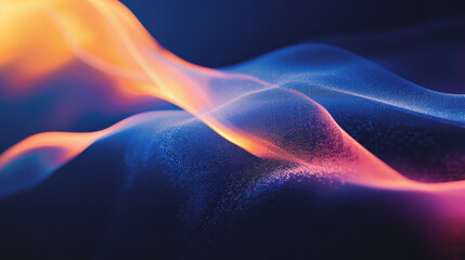 Poster - Abstract gradient colorful waves of light against a dark background, creating a fluid and dynamic visual effect; perfect for artistic, futuristic designs.