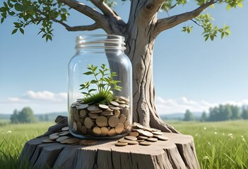 bottle of milk on a wooden table, Green Growth: Coin Jar Chronicles