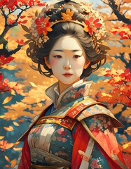 Poster - beautiful woman wearing traditional japanese dress
