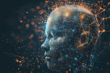 Poster - A computer generated image of a head with a face and a body