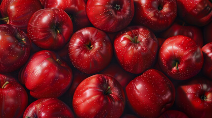 Wall Mural - A bunch of red apples with water droplets on them