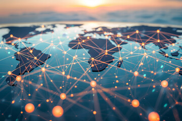 Poster - A globe with a network of lines connecting it