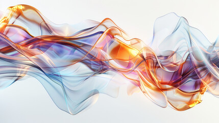 A modern 3D panoramic wallpaper with waves of glowing glass looks cool against a white background.