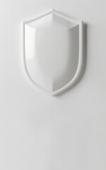 Poster - Minimalist white shield emblem against a plain white background inspires a sense of protection and security. Clean lines and simplicity make this image versatile. 