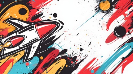 Poster - Energetic Abstract Doodle Print Border with Blank Space for Sports and Motion Inspired Design