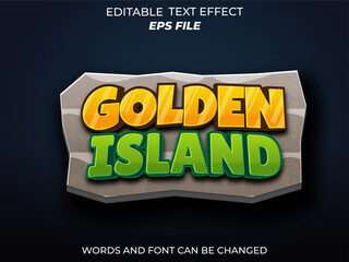 Fototapete - golden island text effect, font editable, typography, 3d text for games. vector template