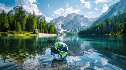 A Globe on clear water surface
