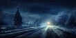 © AkimD - Night ice frosen winter snow road highway wat pass dangerous scenery background view