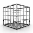 © NovaVision - Chrome Metal Grid Cube on White Background. Generative ai