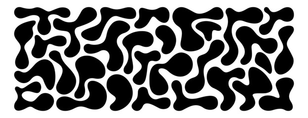 set of irregular blobs. black random liquid organic shapes. wavy deform spots, fluid circle or simpl