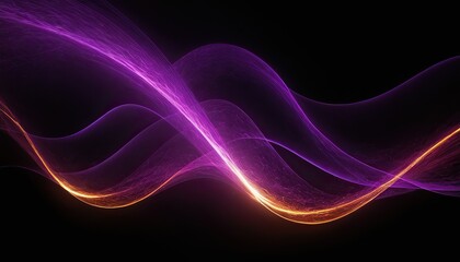 Poster - abstract purple waves on a dark background ,motion sound wave. abstract glowing lines ,abstract flow