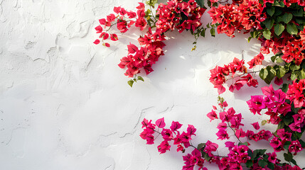 Floral background template on white wall
